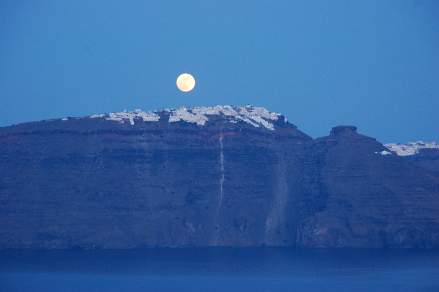 Full moon in Fiera Santorini Greece