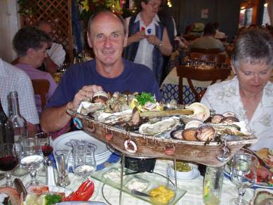 Enjoying the local seafood at Collioure